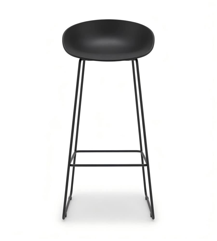 簡約黑色PP鋼架帶腳踏吧椅 Minimalist Bar Stool
