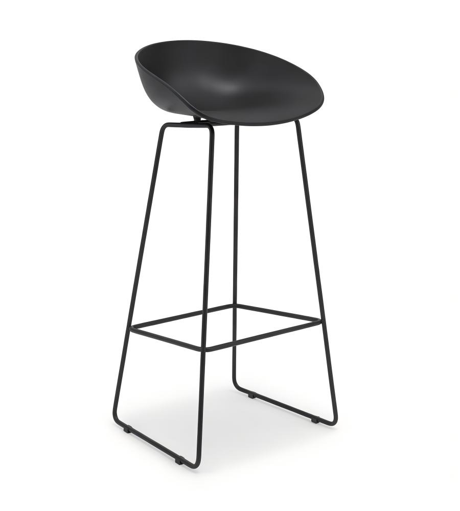 簡約黑色PP鋼架帶腳踏吧椅 Minimalist Bar Stool