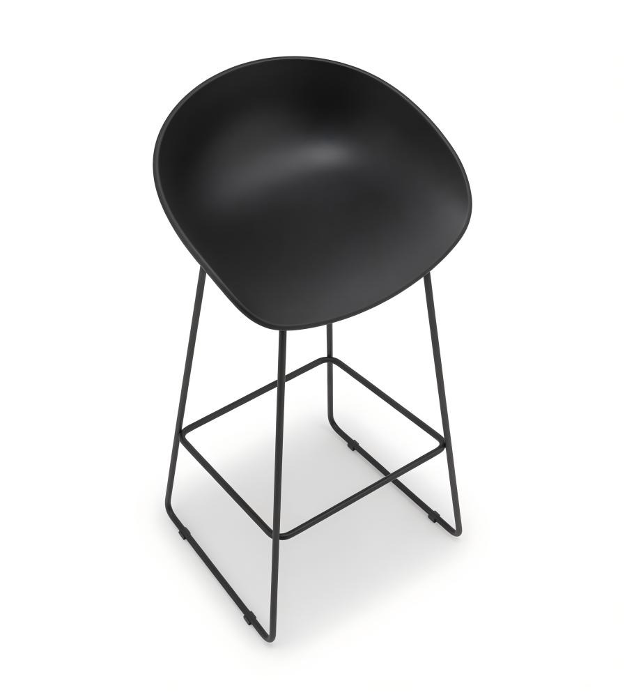 簡約黑色PP鋼架帶腳踏吧椅 Minimalist Bar Stool