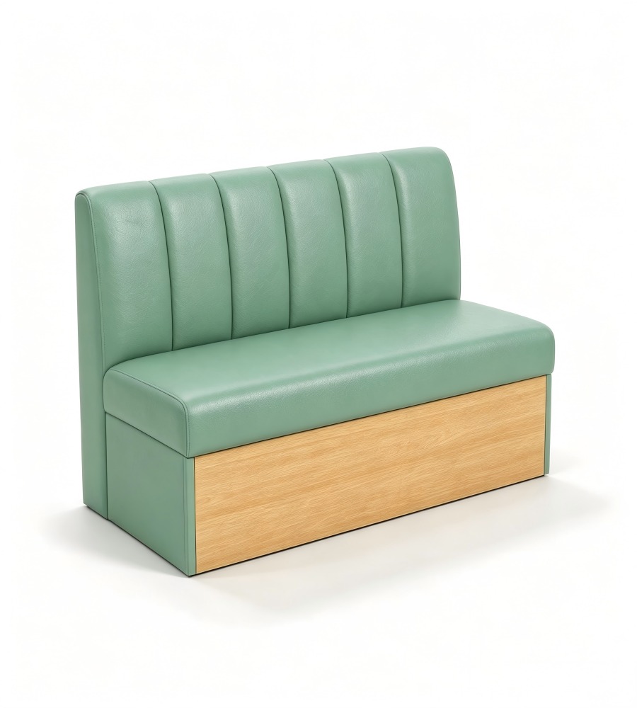 薄荷綠直紋軟包木座卡座 Mint Green Vertical-Stitched Wooden-Base Booth