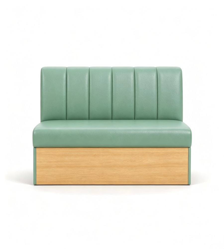 薄荷綠直紋軟包木座卡座 Mint Green Vertical-Stitched Wooden-Base Booth