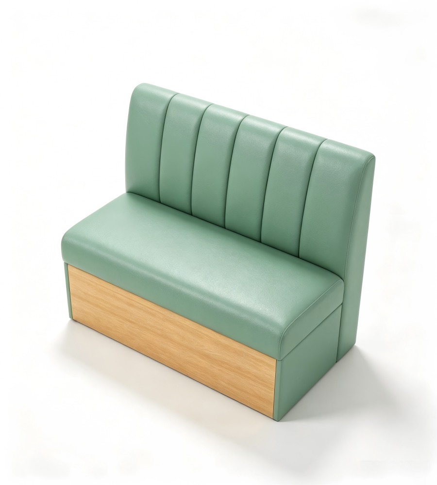 薄荷綠直紋軟包木座卡座 Mint Green Vertical-Stitched Wooden-Base Booth
