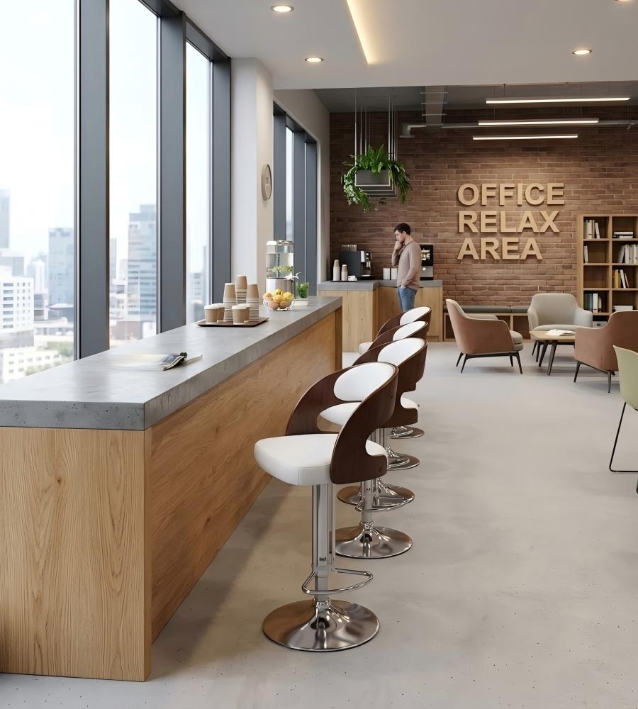現代白色PU皮可升降旋轉吧椅 Modern White PU Swivel Bar Stool