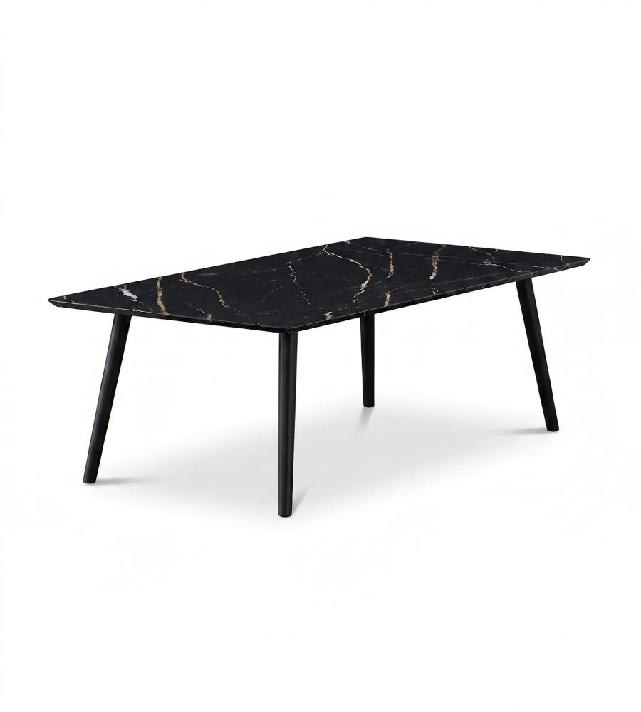 輕奢勞倫黑金岩板金屬腳長方形茶几 Luxury Black Gold Sintered Stone Coffee Table