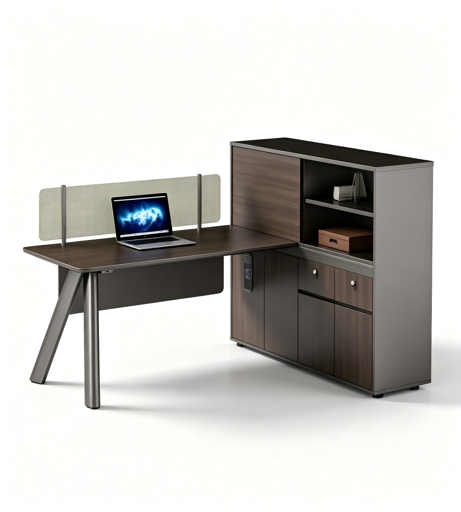 商務木質轉角工作站(附收納櫃) Executive L-Shaped Workstation with Side Storage
