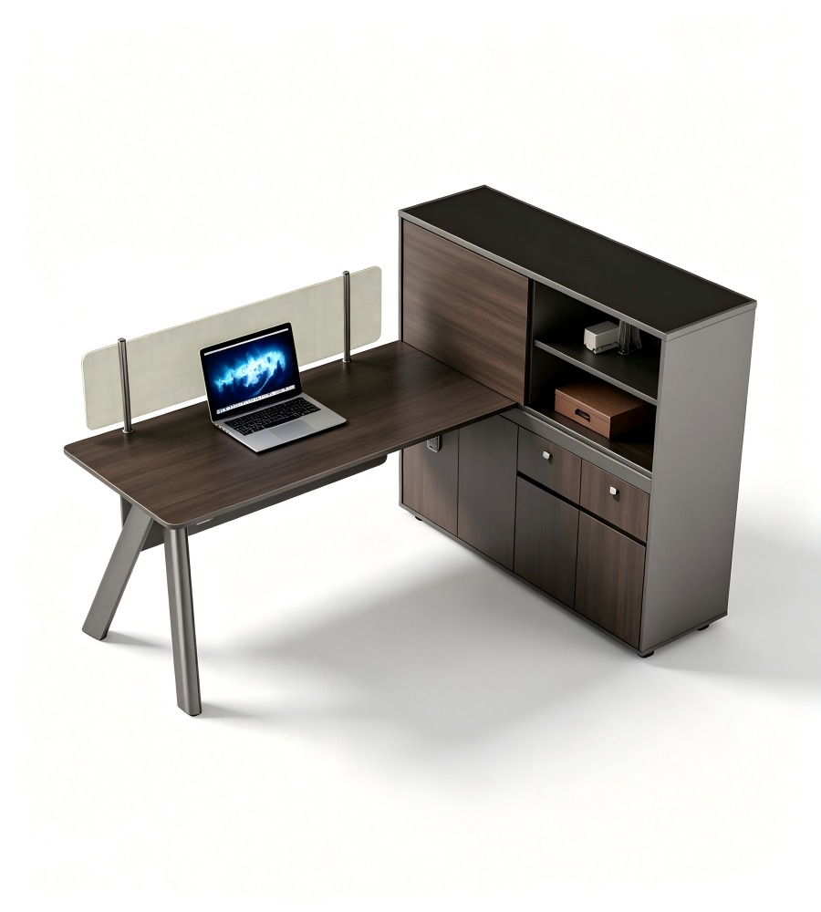 商務木質轉角工作站(附收納櫃) Executive L-Shaped Workstation with Side Storage