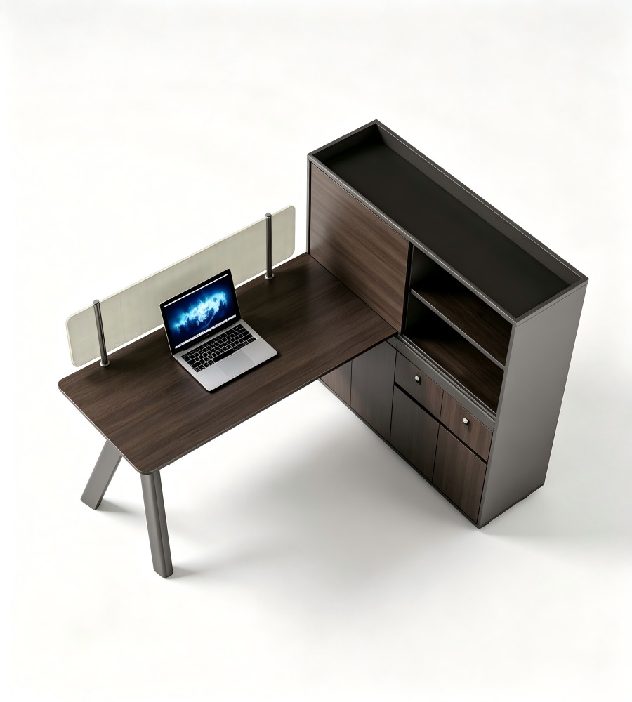 商務木質轉角工作站(附收納櫃) Executive L-Shaped Workstation with Side Storage