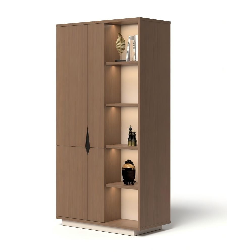 胡桃木色防火板半開放式掩門文件櫃 Walnut MFC Semi-Open File Cabinet