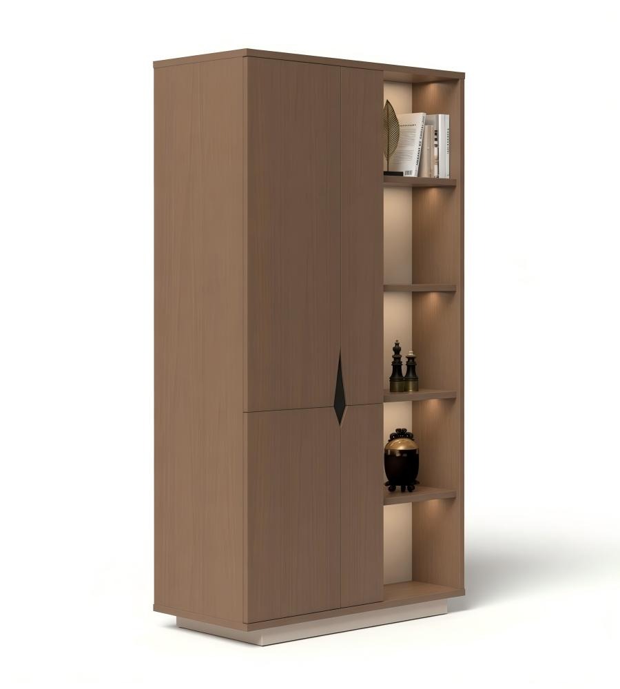 胡桃木色防火板半開放式掩門文件櫃 Walnut MFC Semi-Open File Cabinet