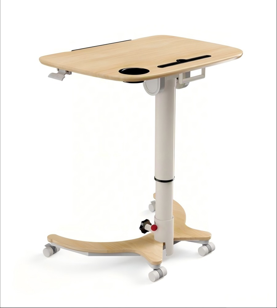 靈活淺木色雙摺疊升降式帶轆講台 Flexible Light Wood Double Folding Adjustable Podium with Wheels