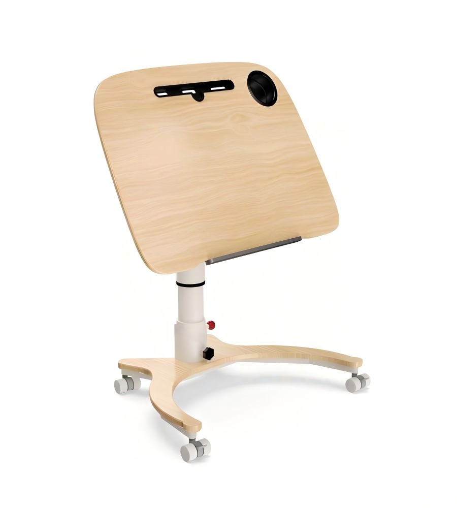 靈活淺木色雙摺疊升降式帶轆講台 Flexible Light Wood Double Folding Adjustable Podium with Wheels