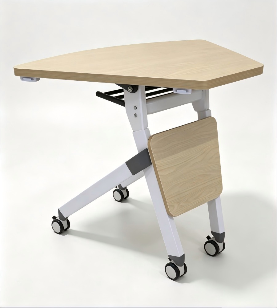 靈活組合淺木色可摺帶轆培訓枱 Flexible Modular Light Wood Foldable Training Table
