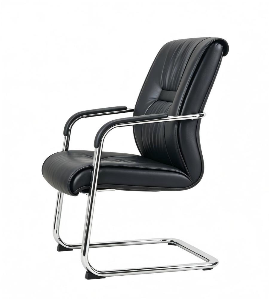 經典弓形腳扶手黑色西皮會議椅 Classic Cantilever Conference Chair with Armrests