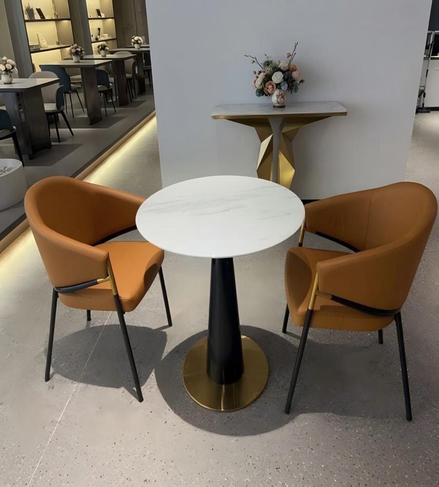 輕奢白色大理石圓形商務洽談枱 Light Luxury Marble Round Table