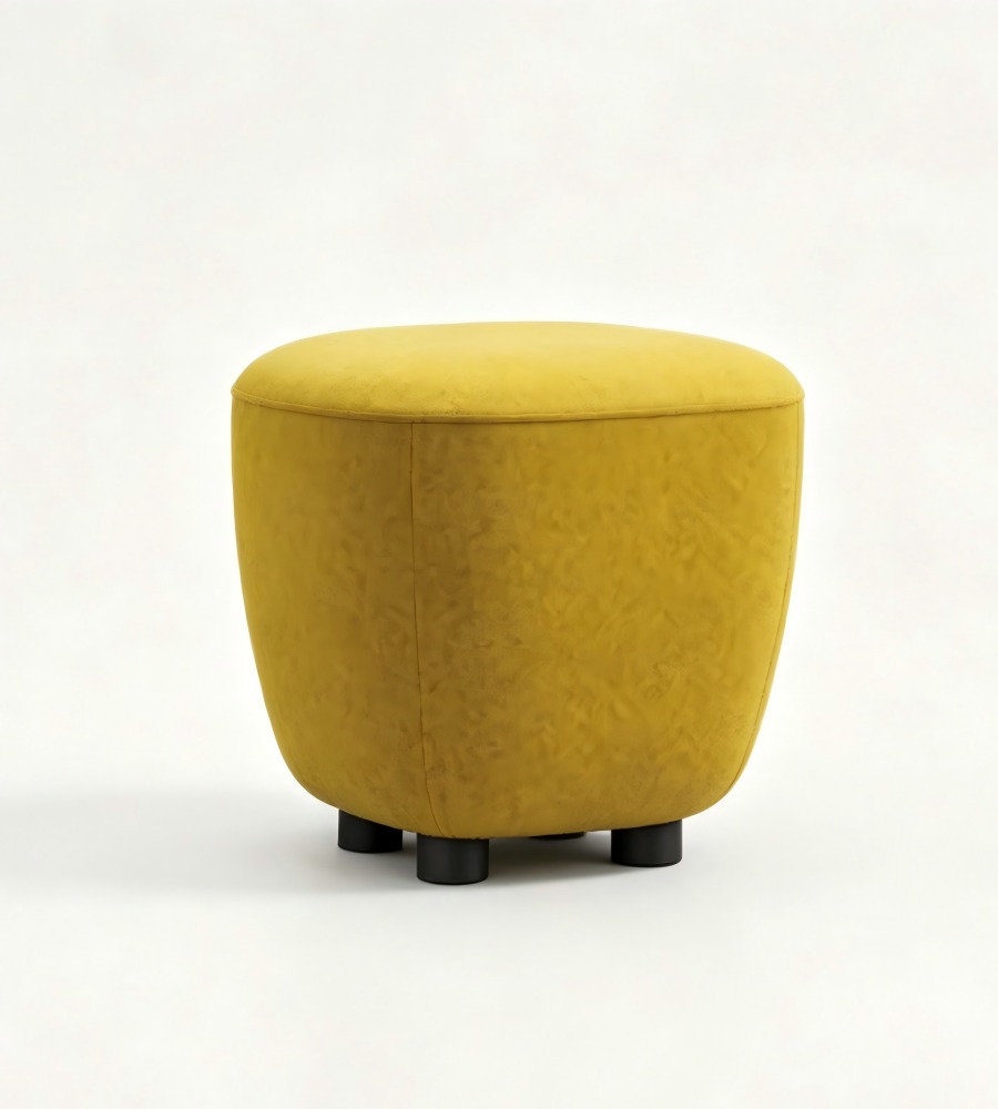 現代簡約黃色布藝圓形腳踏 Modern Minimalist Yellow Fabric Round Ottoman