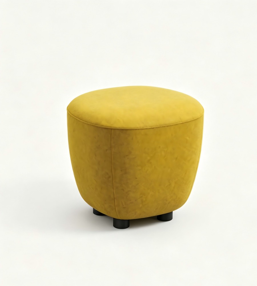 現代簡約黃色布藝圓形腳踏 Modern Minimalist Yellow Fabric Round Ottoman