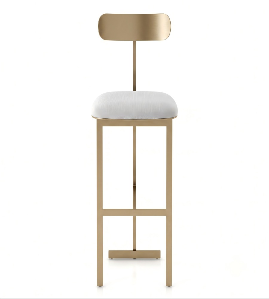 現代輕奢金色不鏽鋼布藝低背吧椅 | Modern Light Luxury Gold Stainless Steel Fabric Low Back Bar Stool
