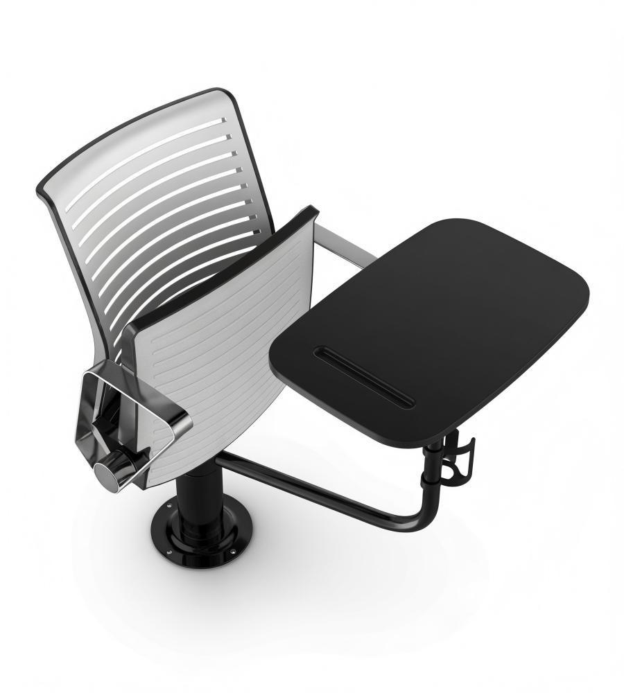 現代灰色鋁合金帶旋轉寫字板獨立腳禮堂椅 Modern Grey Auditorium Chair with Tablet