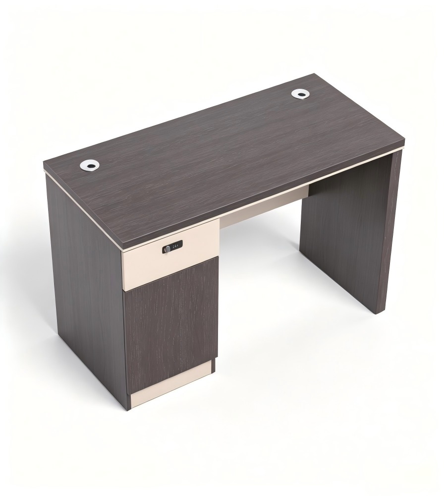 商務灰色木紋帶鎖櫃桶辦公枱 Business grey woodgrain lockable drawer office desk