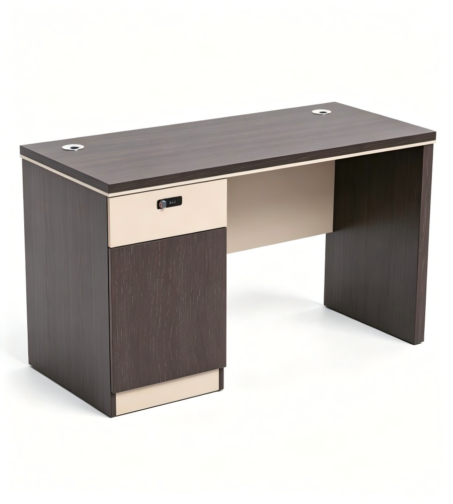 商務灰色木紋帶鎖櫃桶辦公枱 Business grey woodgrain lockable drawer office desk