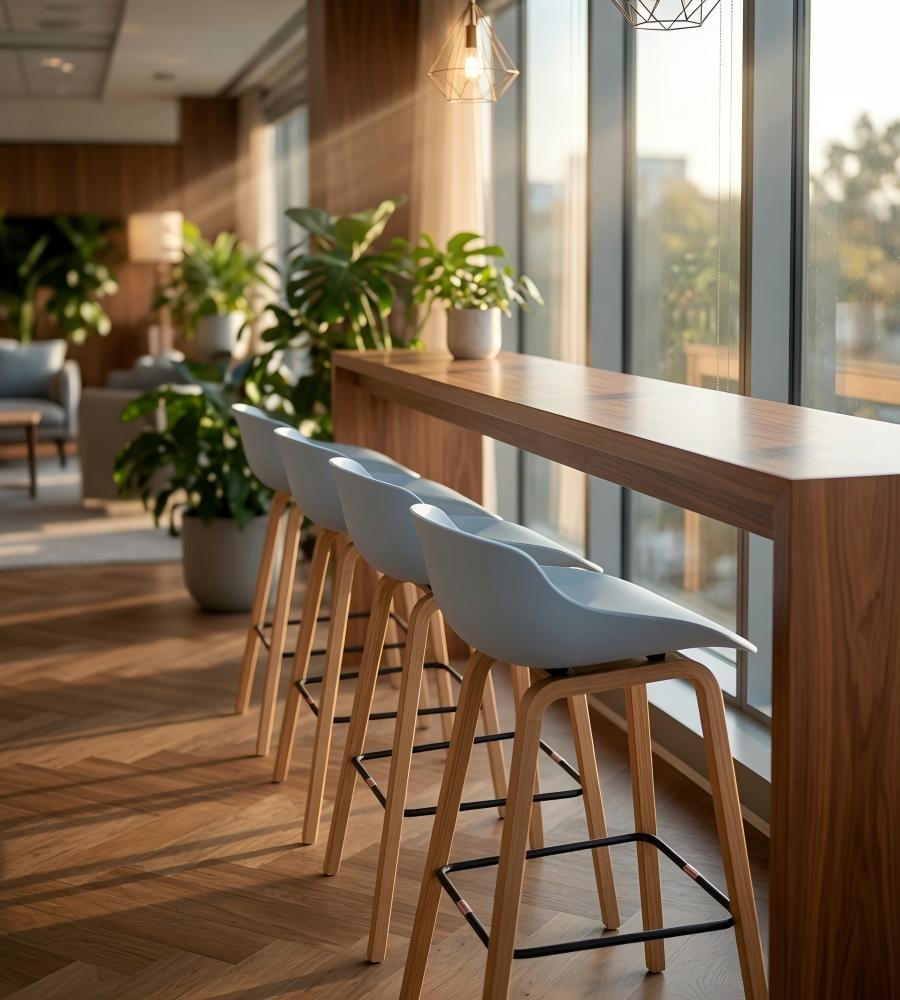 簡約淺木色新料PP無扶手吧椅 Modern Light Wood PP Bar Stool
