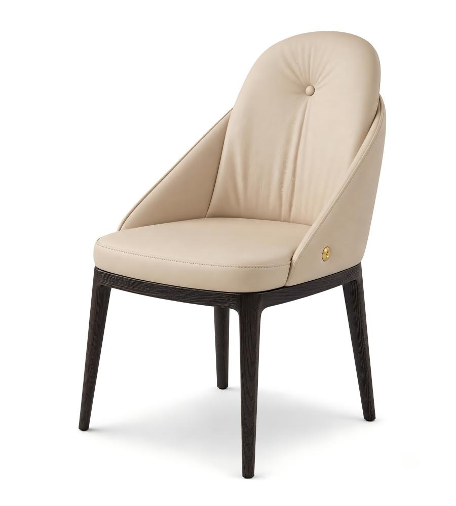 現代輕奢米色西皮白蠟木腳餐椅 Modern Luxury Beige PU Leather Ash Wood Dining Chair