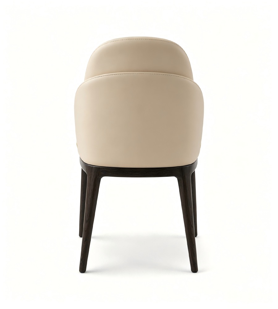 現代輕奢米色西皮白蠟木腳餐椅 Modern Luxury Beige PU Leather Ash Wood Dining Chair