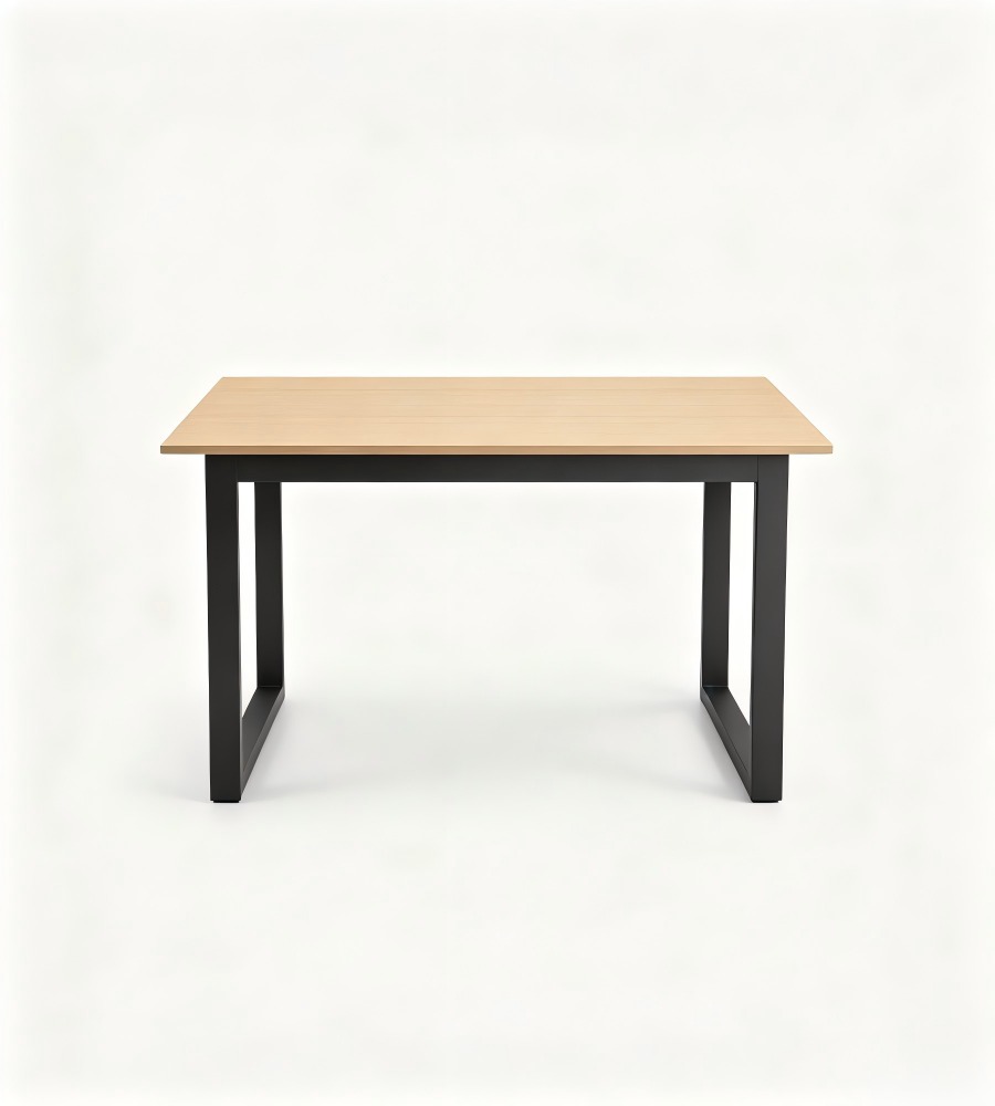 簡約木色鋼架長方形餐枱 Minimalist Wood Rectangle Dining Table