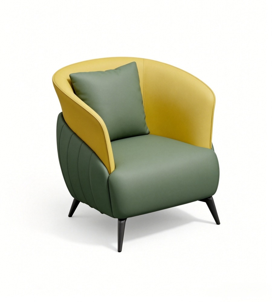 現代時尚黃綠色西皮單座位梳化 Modern Stylish Yellow-Green PU Leather Single-Seater Sofa