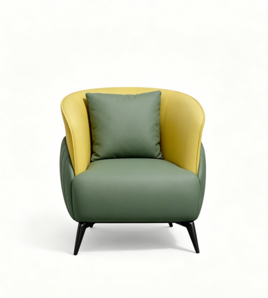 現代時尚黃綠色西皮單座位梳化 Modern Stylish Yellow-Green PU Leather Single-Seater Sofa
