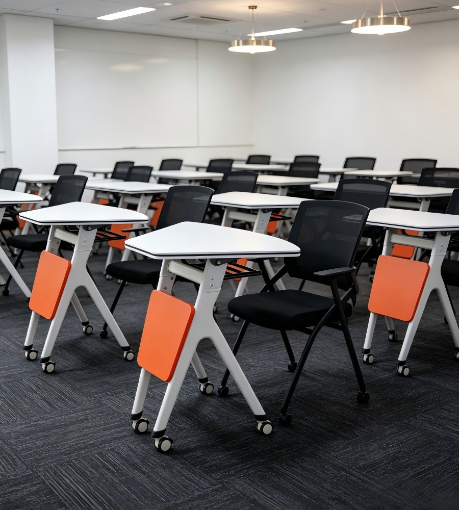 橙色拼白色摺叠可移動功能桌 Orange and white foldable movable functional table