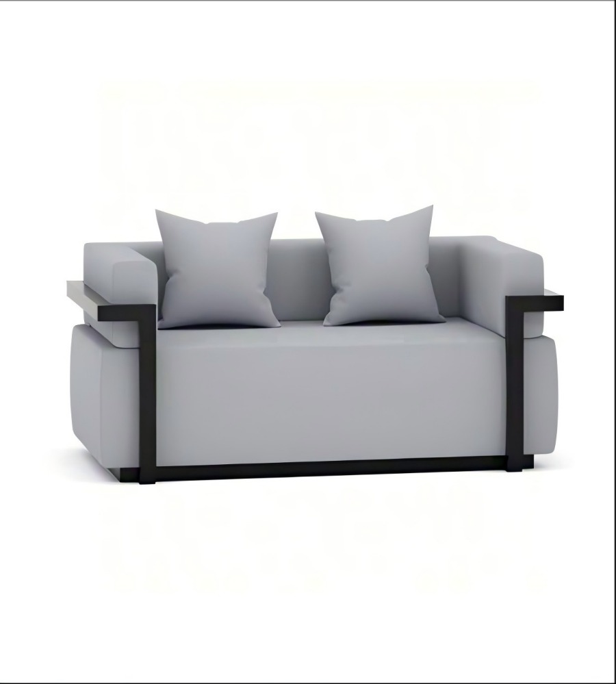 商務舒適灰色西皮實木腳辦公梳化 Grey PU Leather Office Sofa with Wood Legs