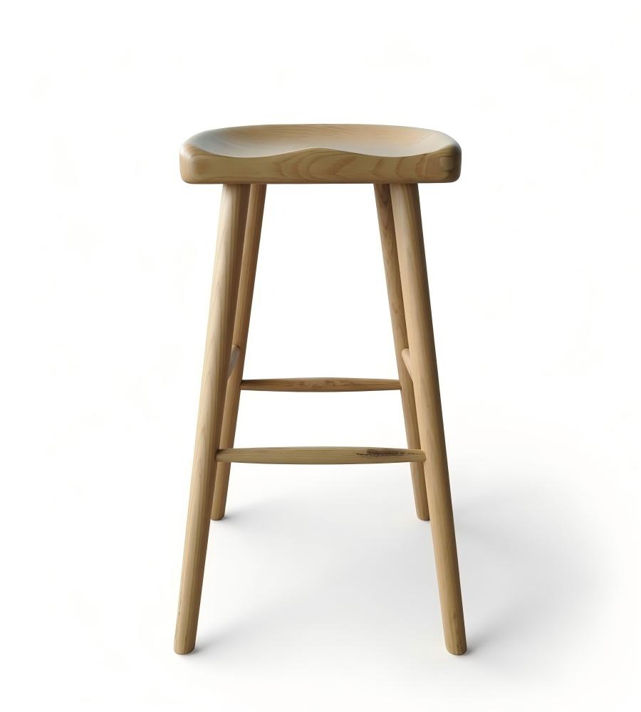 北歐原木色實木無靠背吧椅 Nordic Natural Ash Wood Backless Bar Stool