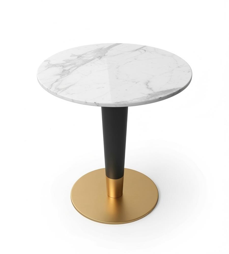 白色大理石雙色不銹鋼圓形洽談枱 Marble Round Table