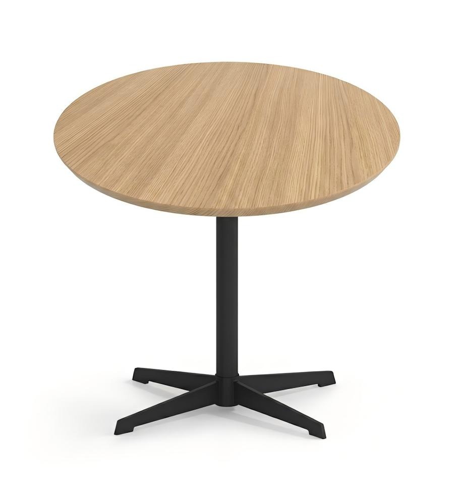 簡約原木色金屬四星腳圓形茶几 Minimalist Natural Wood Metal Frame Round Coffee Table