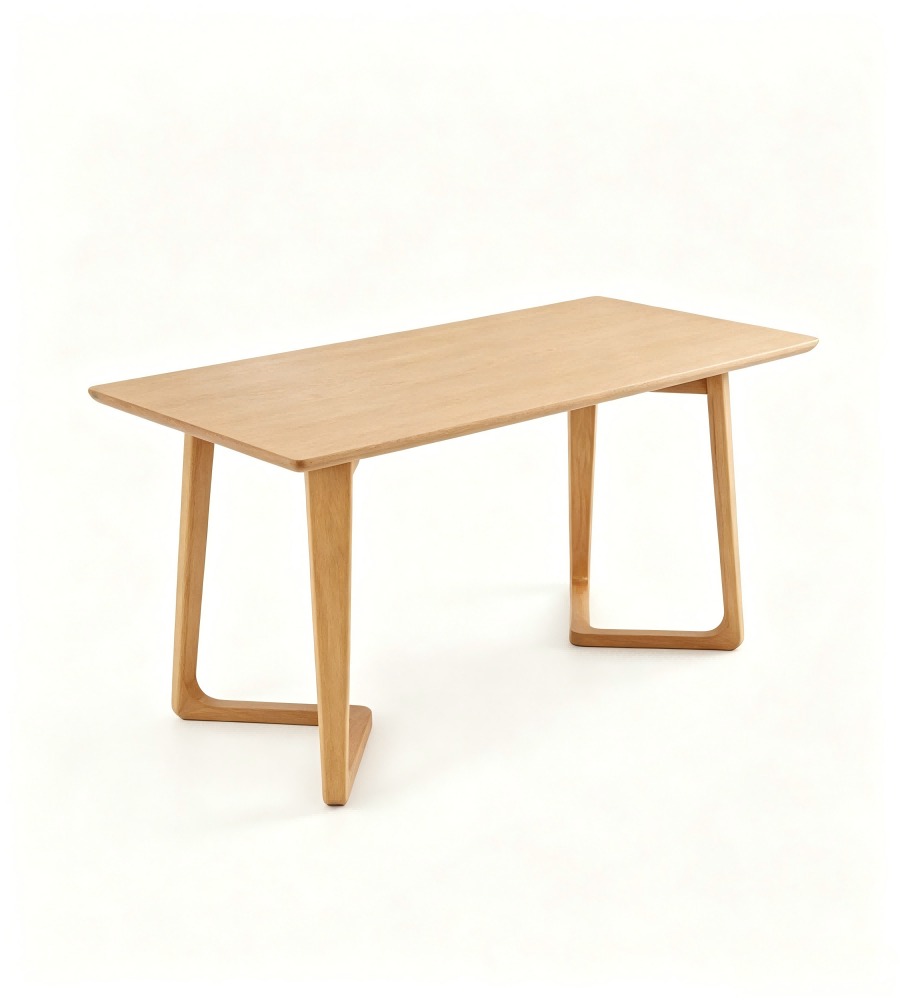 北歐原木色白蠟木實木腳長方形茶枱 Nordic Ash Wood Rectangular Coffee Table