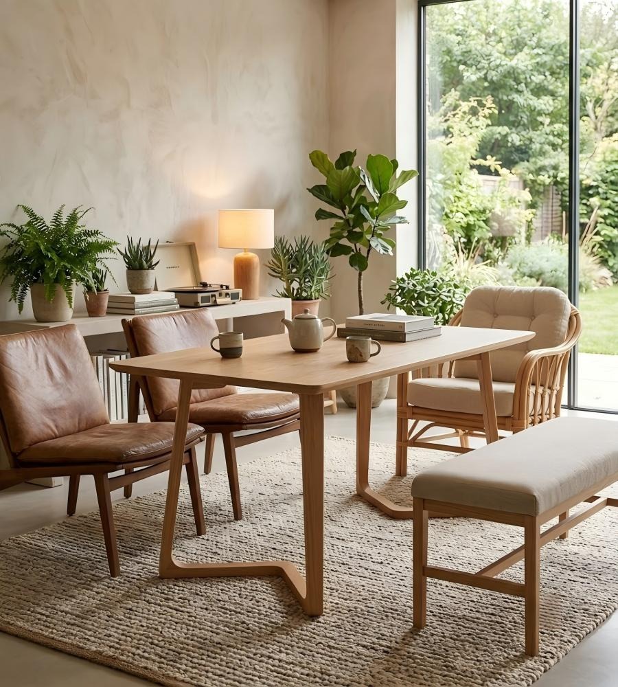 北歐原木色白蠟木實木腳長方形茶枱 Nordic Ash Wood Rectangular Coffee Table