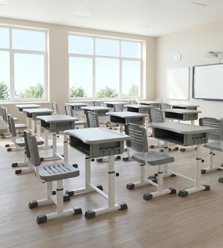 側邊挖槽升降學生桌	Side-Cutout Adjustable Student Desk