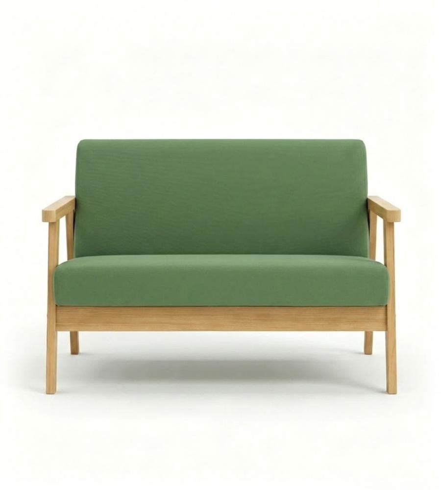 北歐簡約綠色布藝實木帶扶手雙座位梳化 Nordic Minimalist Green Fabric Solid Wood 2-Seater Sofa
