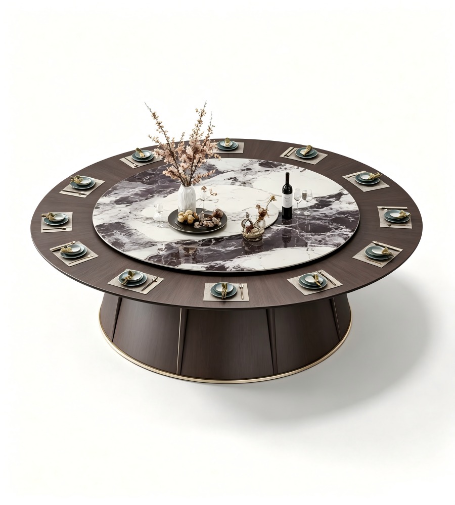 立體拼接底座電動大圓檯 Sculptural Segmented-Base Electric Banquet Table