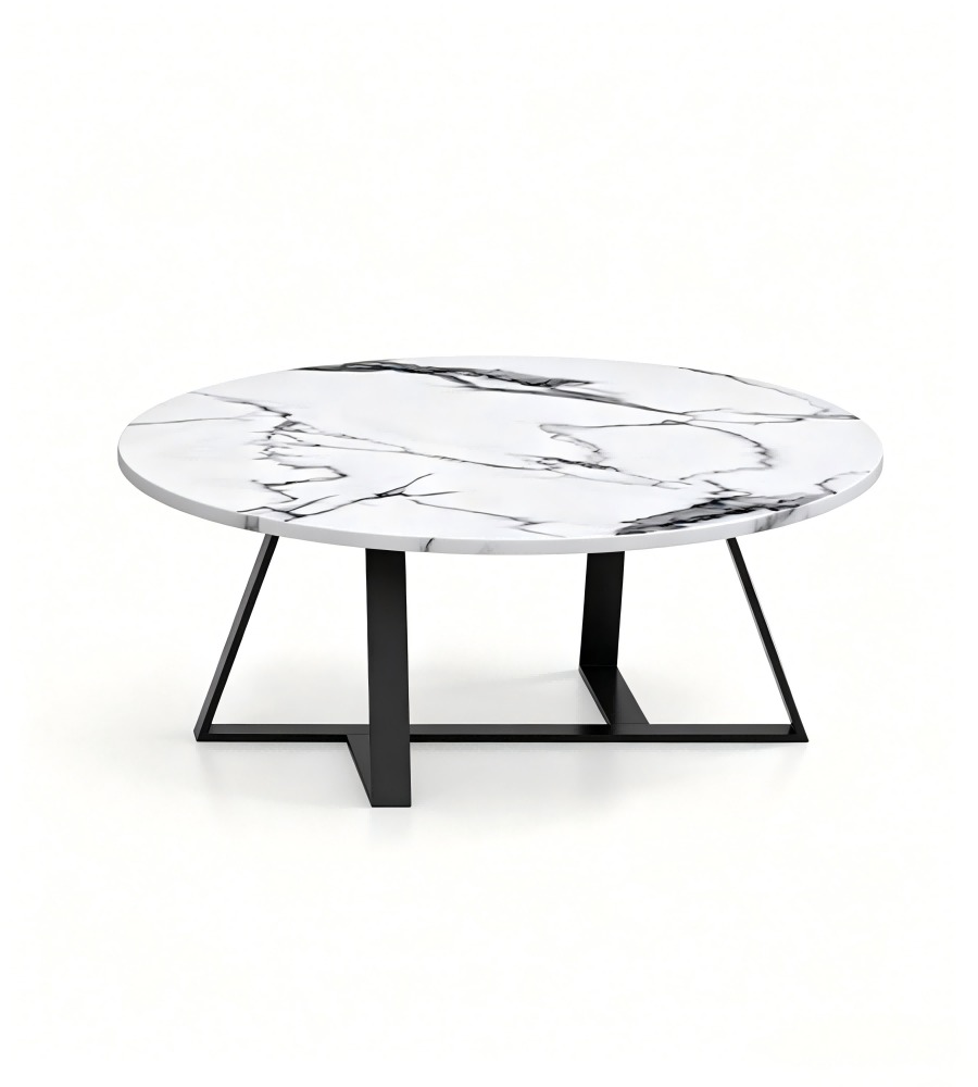 現代白色雲石紋圓形茶几 Modern White Marble Pattern Round Coffee Table