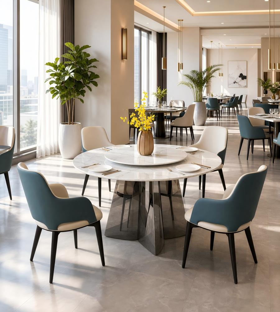 現代輕奢雙拼色西皮帶扶手白蠟木腳餐椅 Modern Luxury Two-Tone PU Leather Ash Wood Leg Dining Chair