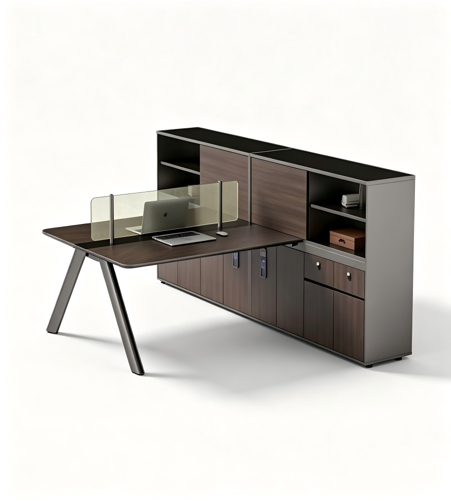 開放式辦公室雙人共用工作台 Open-Plan Double-User Shared Workstation