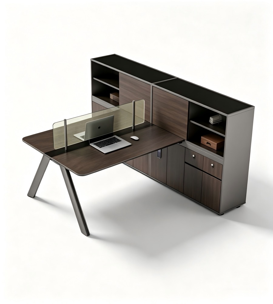 開放式辦公室雙人共用工作台 Open-Plan Double-User Shared Workstation