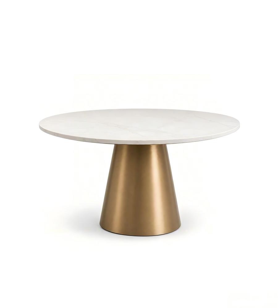 輕奢白色岩板圓形餐枱 Luxury Sintered Stone Round Dining Table