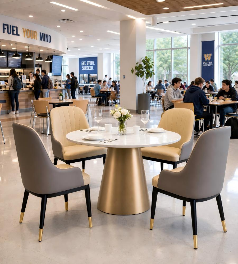 輕奢白色岩板圓形餐枱 Luxury Sintered Stone Round Dining Table