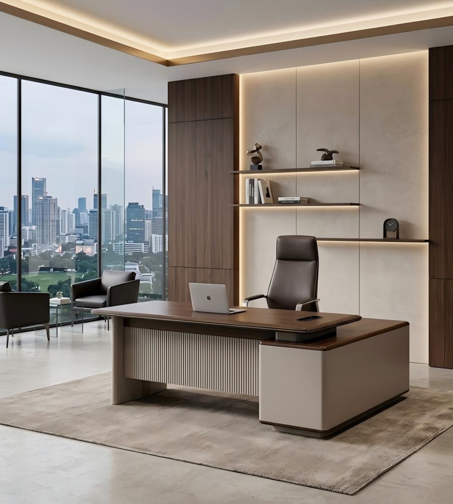 條紋飾面行政老闆台 Linear-Texture Executive Workstation
