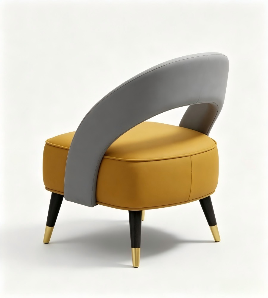 現代輕奢黃灰雙拼梳化 Modern Luxury Two-Tone Yellow and Grey PU Leather Chair