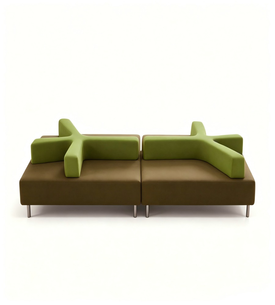 現代創意拼色布藝中島鐵腳辦公梳化 Modern Fabric Island Office Sofa with Metal Legs