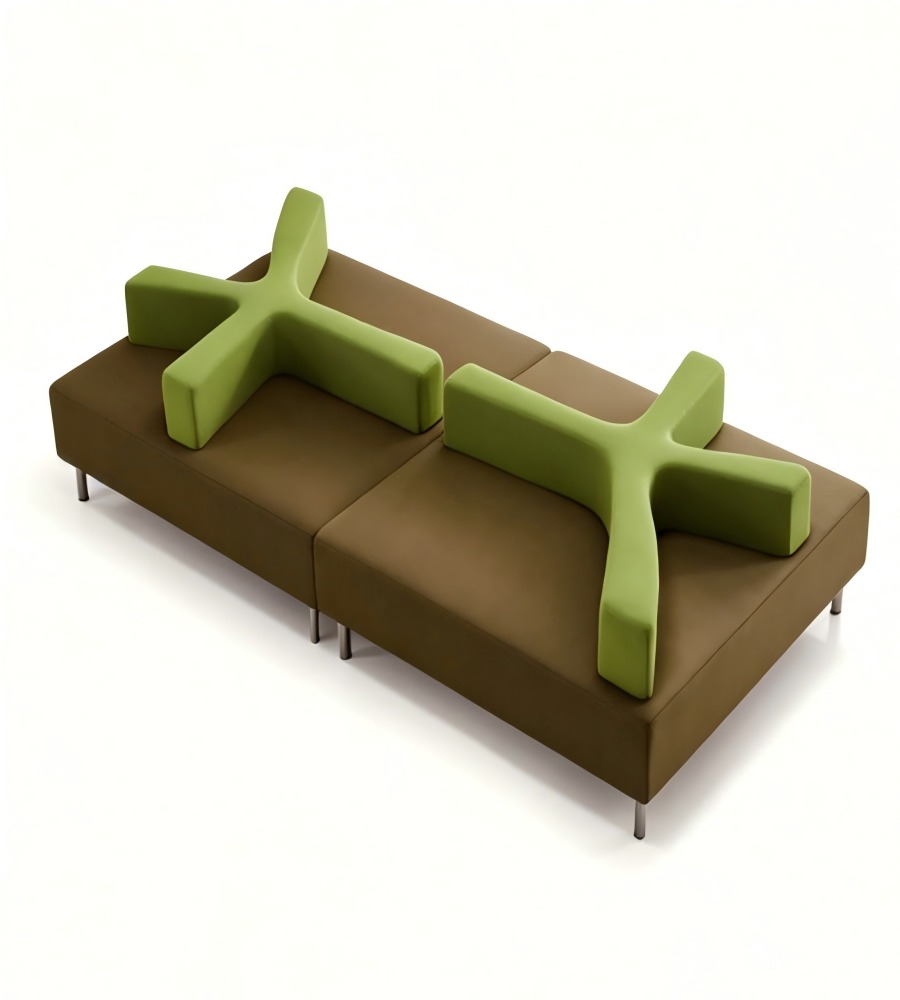 現代創意拼色布藝中島鐵腳辦公梳化 Modern Fabric Island Office Sofa with Metal Legs